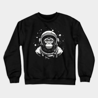 Space Monkey Ape Chimp Astronaut Graphic Crewneck Sweatshirt